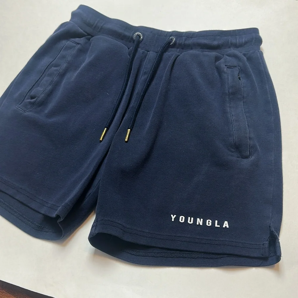 YoungLA Perfect Workout Shorts Navy Blue Size Small - Picture 3 of 12